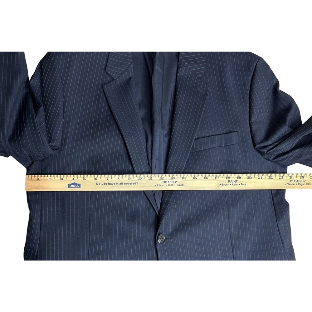 Lauren Ralph Lauren Men's 46L Navy Blue Striped 100% Wool 2 Button Blazer Jacket - Picture 5 of 10